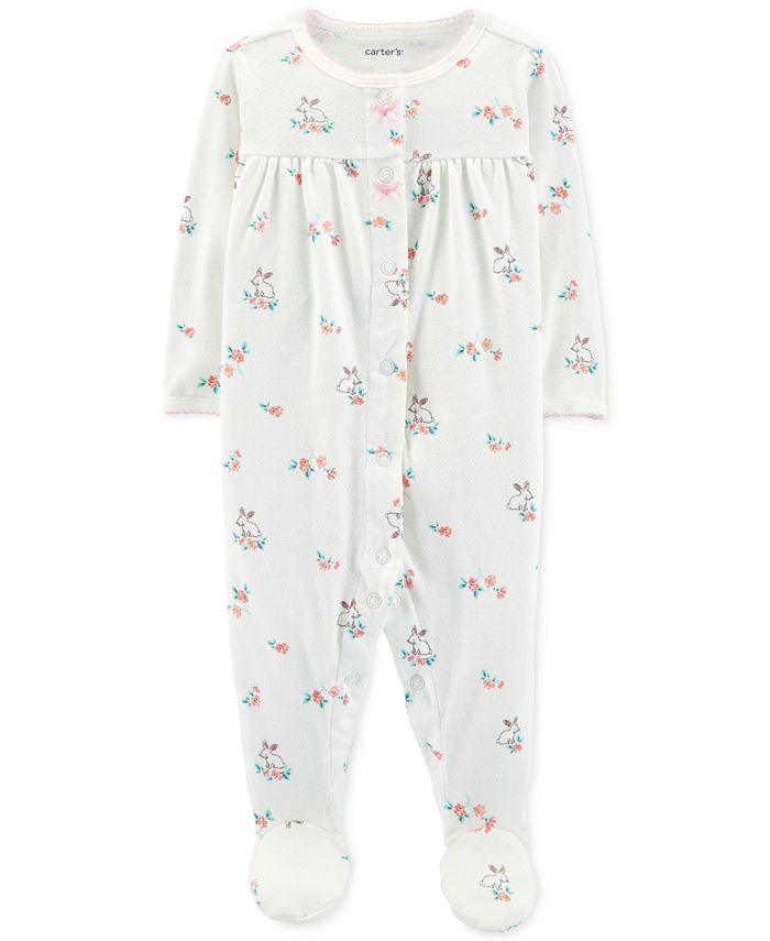 Carter s Baby Girls Pointelle Floral Footed Cotton Pajamas Macy s