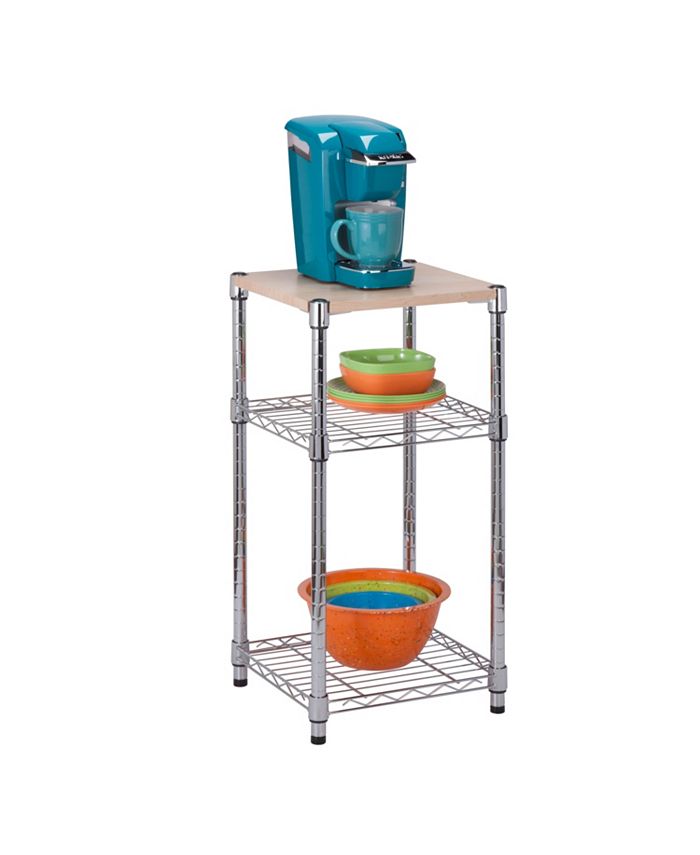 Honey Can Do Chrome 3Tier Shelving Unit with Wood Top Macy's
