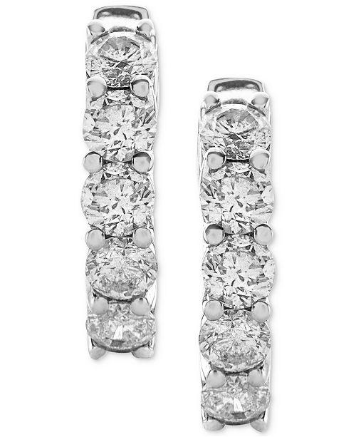 Macy's Diamond Hoop Earrings (2 ct. t.w.) in 14k White Gold & Reviews ...