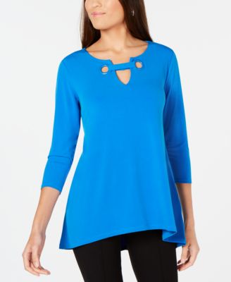 Alfani - Grommet-Trim Keyhole Top