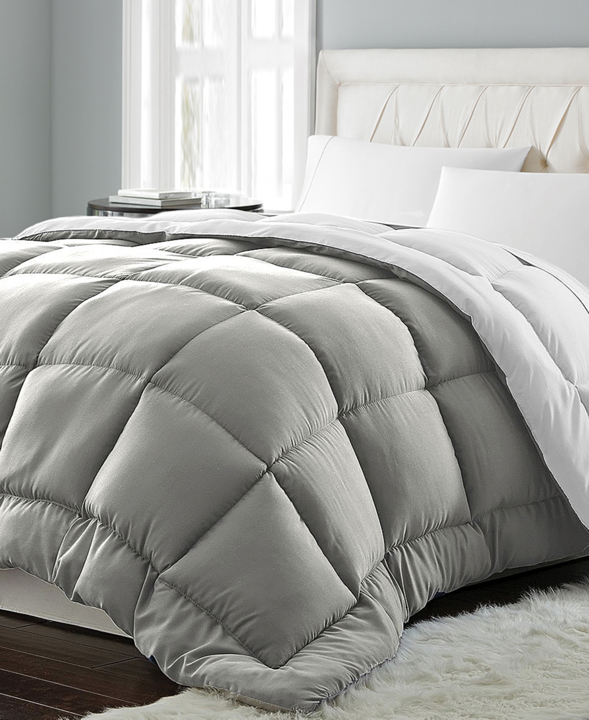 Royal Luxe Reversible Down Alternative Comforter, Full/queen, Exclusively At Macy's In White,platinum