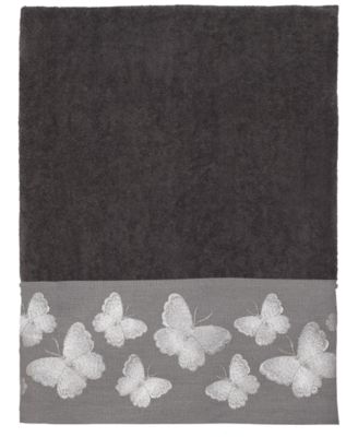 Yara Butterfly Bordered Cotton Bath Towel, 27" x 50"
