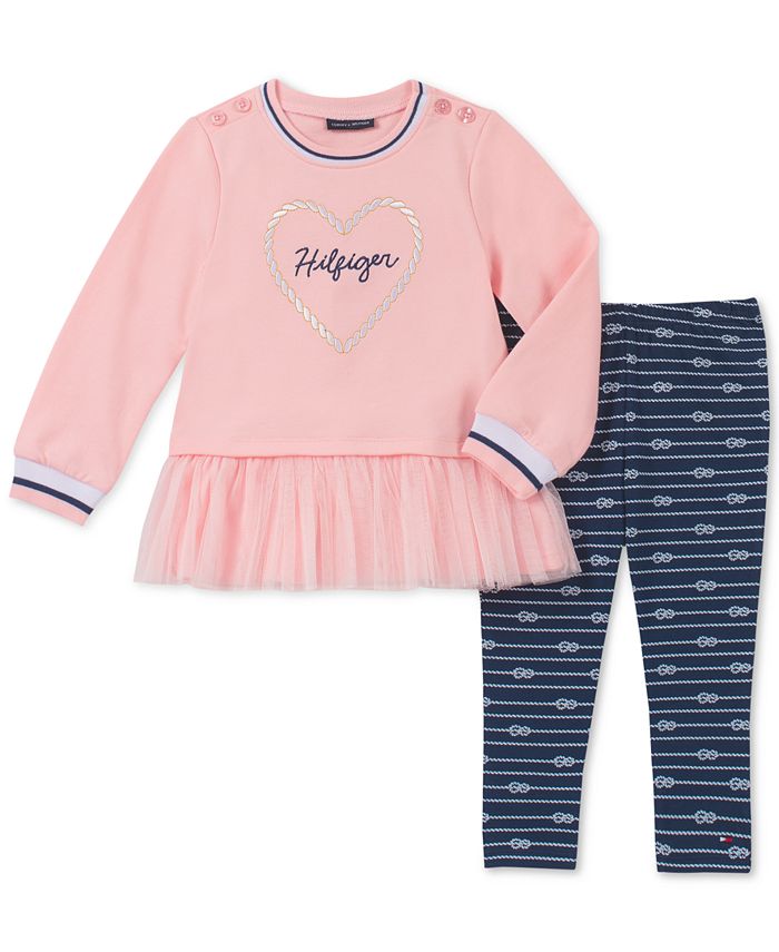 Tommy Hilfiger Toddler Girls 2-Pc. Peplum Logo Tunic & Leggings Set ...