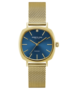 image of Kenneth Cole New York Ladies Diamond Gold Tone Mesh Bracelet Watch 34mm