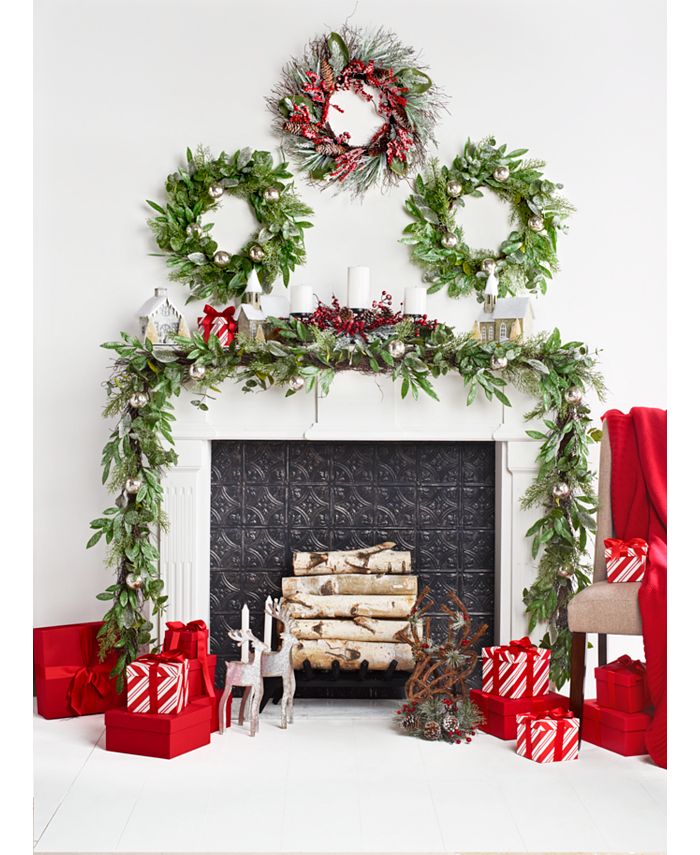 Martha Stewart Collection Lightly Frosted Garland with Champagne Color ...