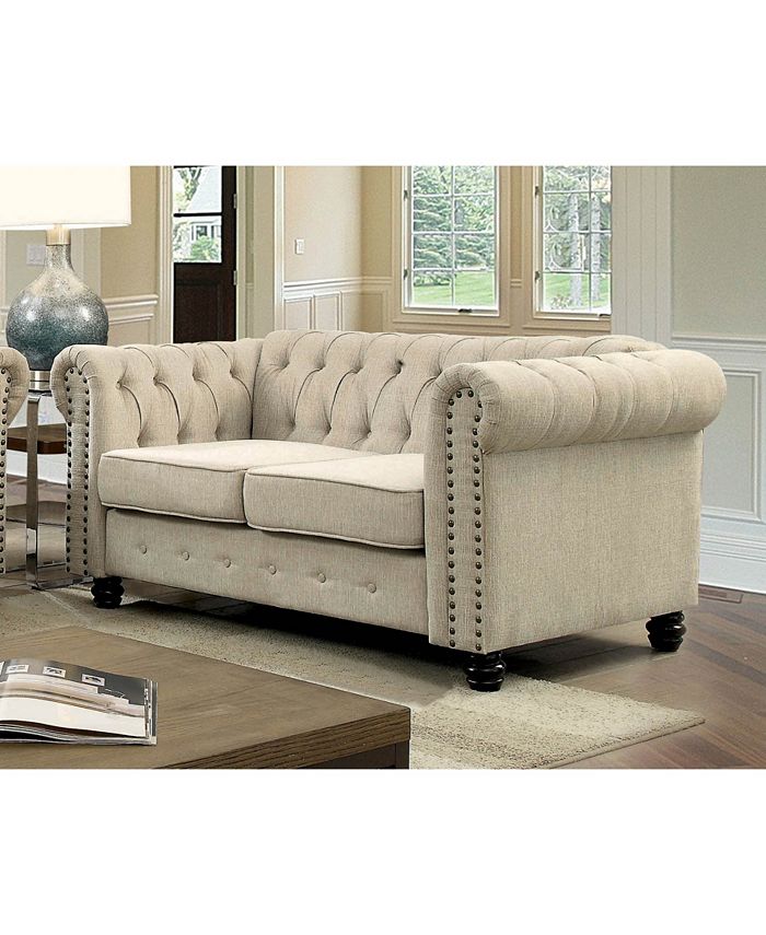 Furniture of America Gabby Traditional Linen Loveseat Macy's