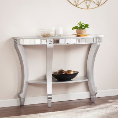 Pennsbury Glam Mirrored Demilune Console Table
