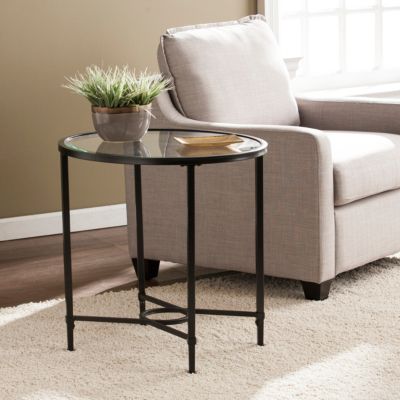 Carabella Metal and Glass Oval Side Table