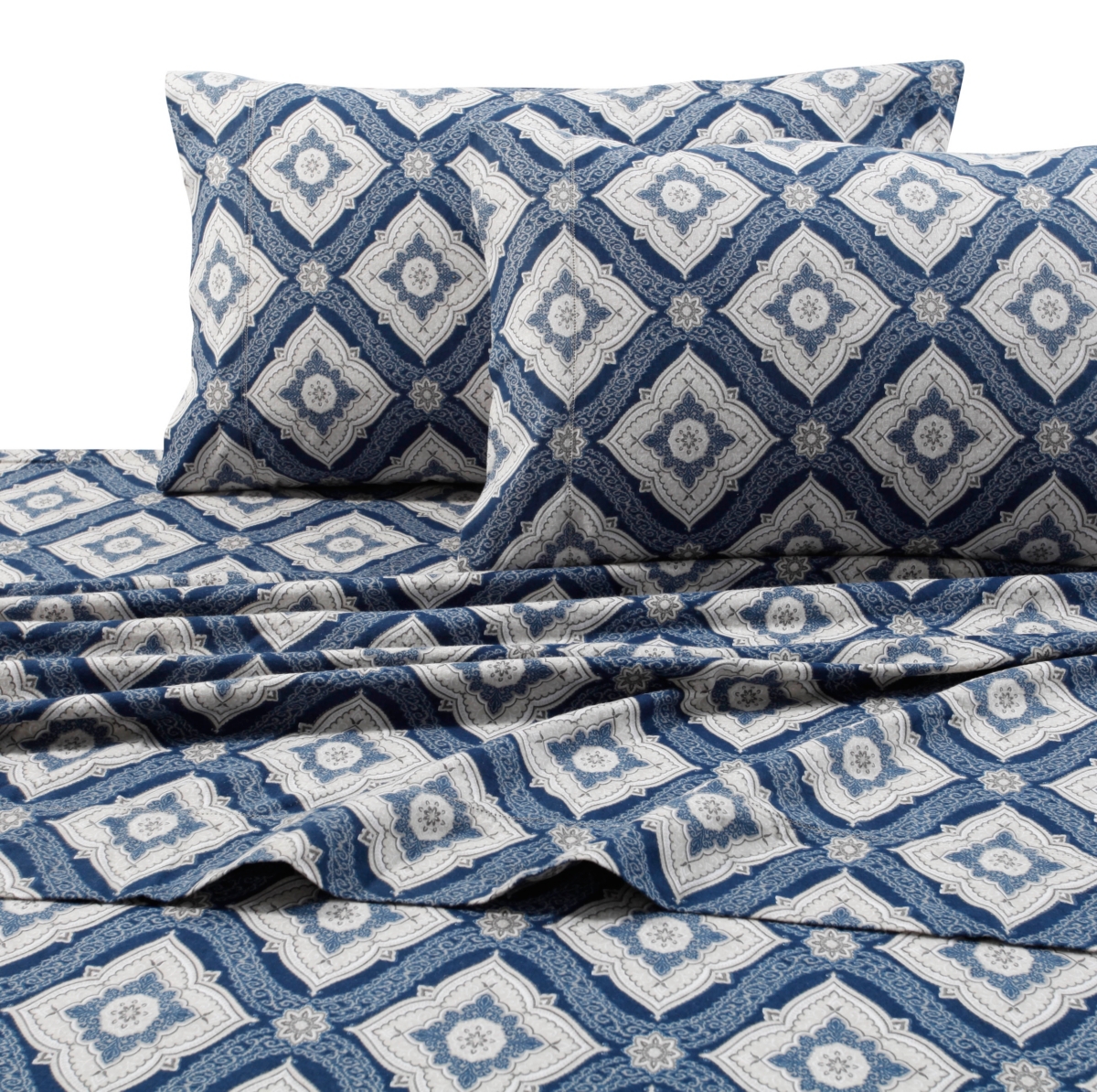 Tribeca Living Flannel Damask Printed Extra Deep Pocket Sheet Set