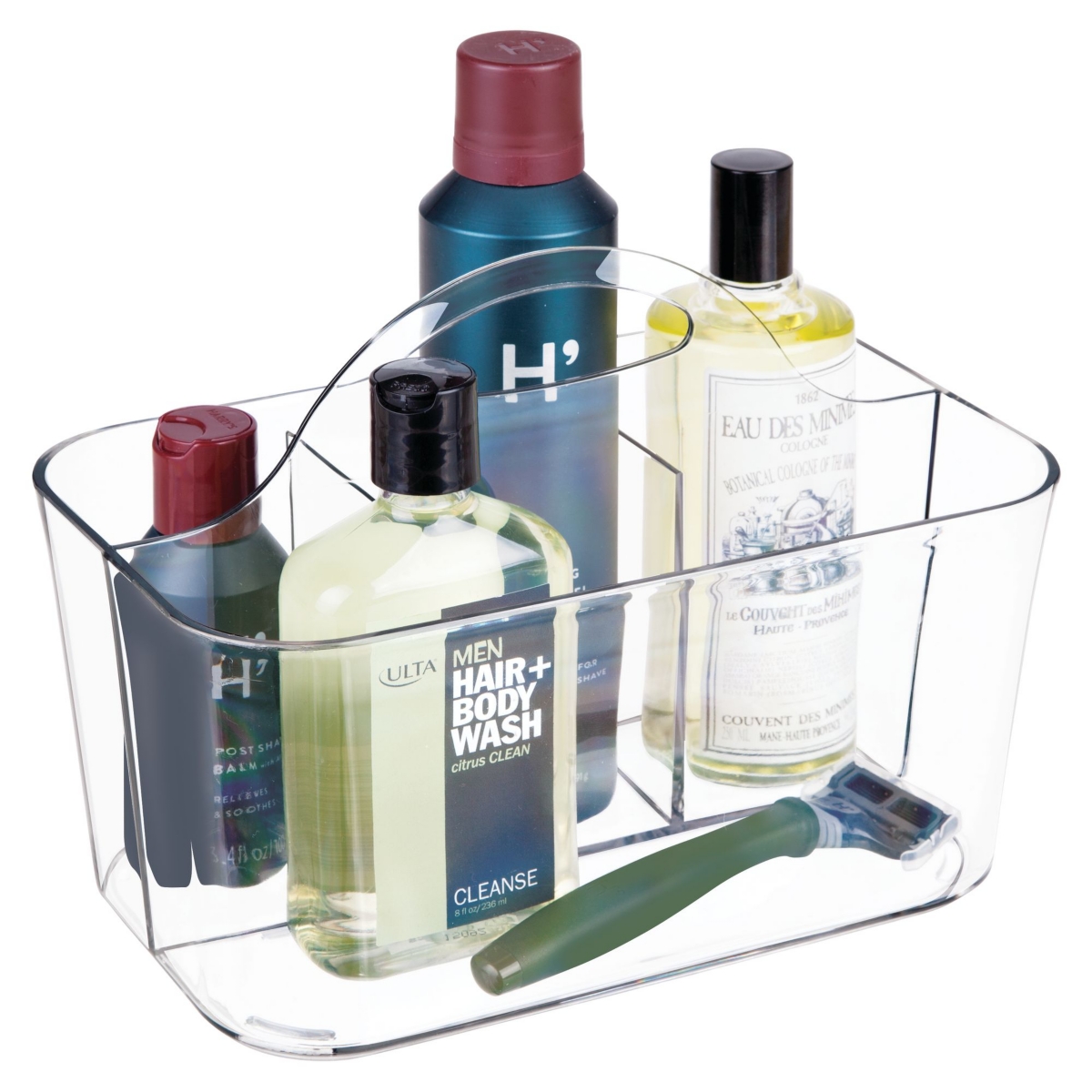 iDesign 4-Section Storage Caddy Organizer with Handle - Clear