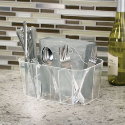 iDesign 4-Section Storage Caddy Organizer with Handle - Clear