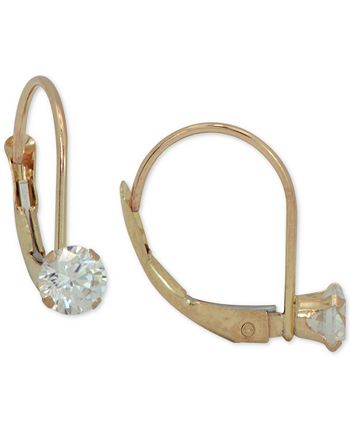 Macy's - Cubic Zirconia Leverback Drop Earrings (1/2 ct. t.w.) in 10k Gold