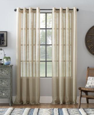 Slub Textured Linen Blend Grommet Top Curtain