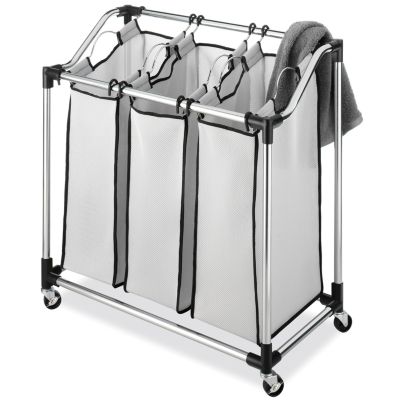 Whitmor - Chrome Laundry Sorter with Foam Mesh Bags