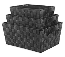 Set of 3 Woven Strap Storage Baskets