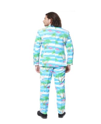 Men's Flamingo Print Costume - Slim Fit - Includes Matching Blazer Jacket - Pants & Tie - Tropical Party Costumes