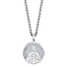 "With Jesus in My Heart" Coin Pendant Necklace in Stainless Steel, 24" Chain