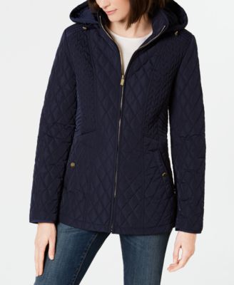 jones new york hooded quilted puffer coat