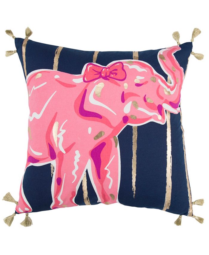 Pink Simply Southern Elephant Decorative Filled Pillow 18" x 18" 