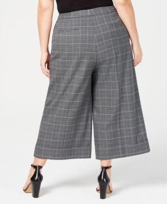 Anne Klein Plus Size Plaid Cropped Pants