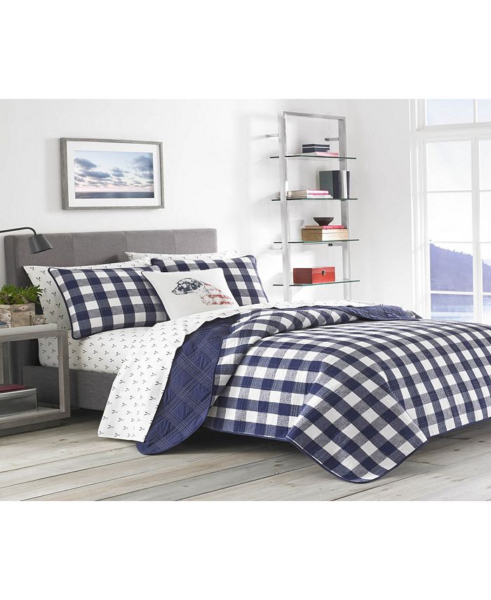 Eddie Bauer Lakehouse Plaid Blue Reversible 3Piece King Quilt Set