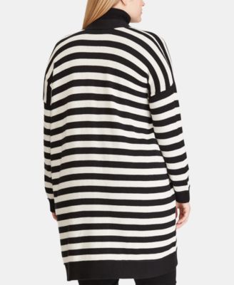 Lauren Ralph Lauren Plus Size Striped Embroidered-Patch Cardigan
