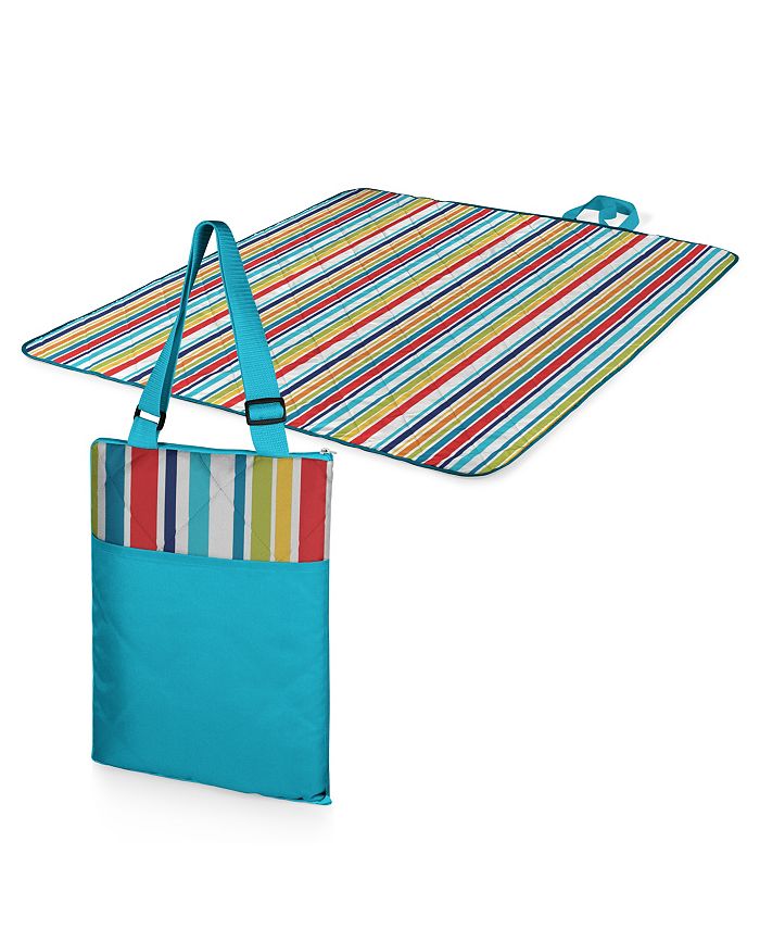 Oniva by Picnic Time Aqua Blue Striped Vista Outdoor Blanket Tote Macy's