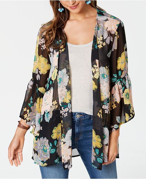 Style & Co Printed Ruffled Open-Front Kimono, Created for Macy's ...
