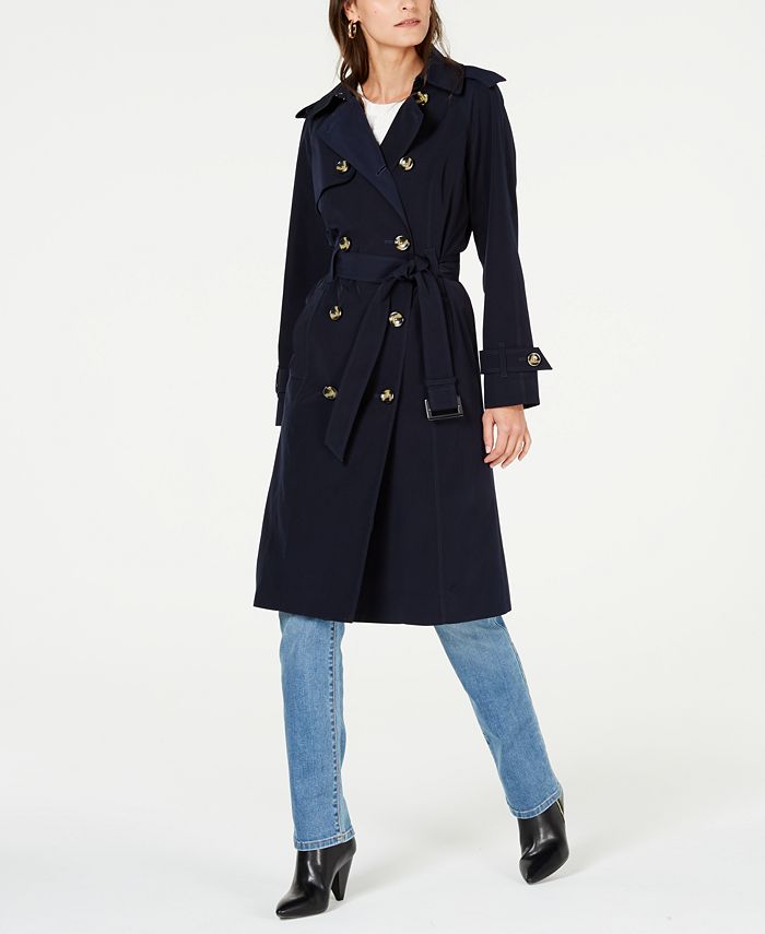 London fog navy top blue trench coat