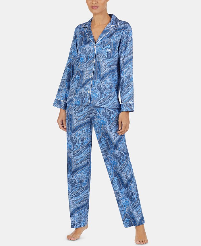 Lauren Ralph Lauren Petite Printed Notch Collar Pajama Set - Macy's