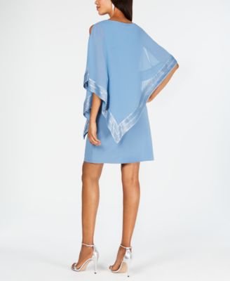 Metallic-Trim Capelet Sheath Dress