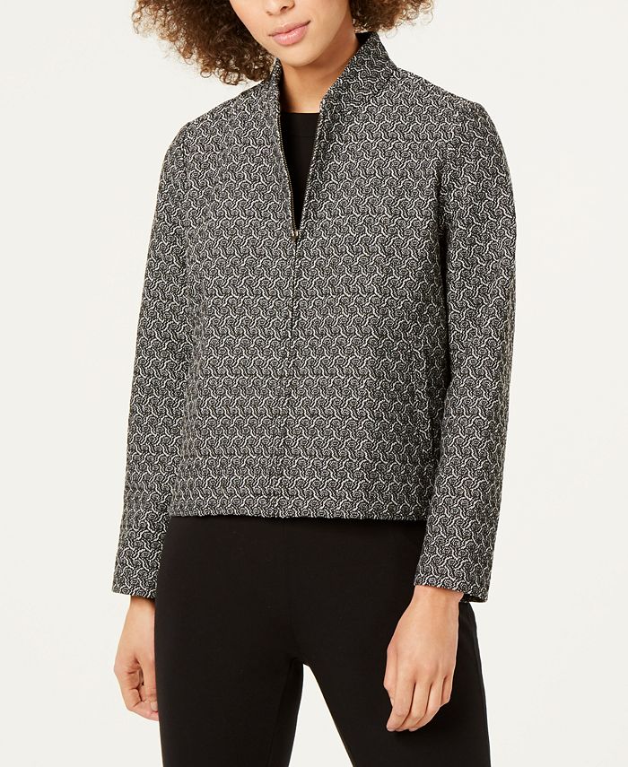 Eileen Fisher Recycled Cotton Printed Zip-Front Jacket - Macy's