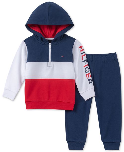 Tommy Hilfiger Baby Boys 2 Pc Colorblocked Hoodie Jogger Pants