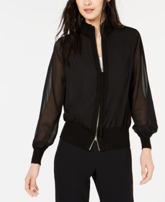 Marella Sheer-Sleeve Bomber Jacket - Macy's