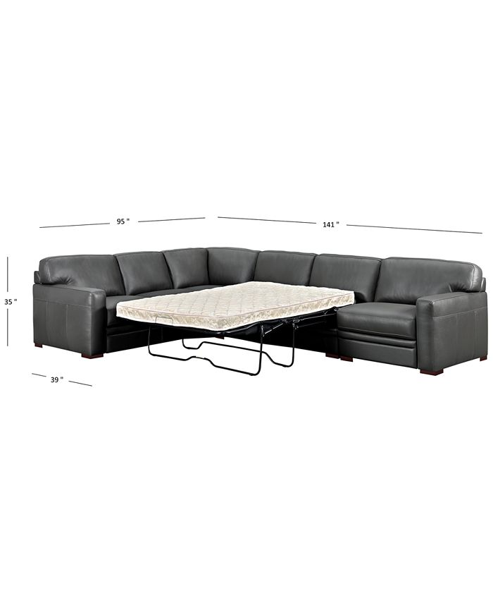 Furniture CLOSEOUT! Avenell 3Pc. Leather Sleeper Sectional Sofa with