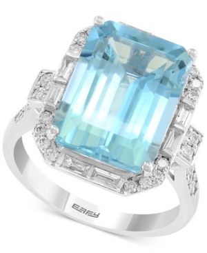 image of Effy Aquamarine (6-7/8 ct. t.w.) & Diamond (1/2 ct. t.w.) Ring in 14k White Gold