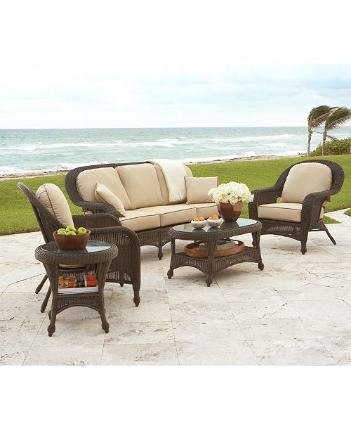 Furniture Monterey Wicker Outdoor Sofa With Sunbrella Cushions