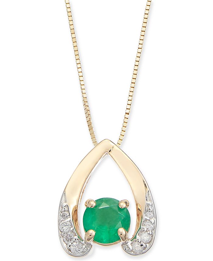 Macy's Emerald (1/2 ct. t.w.) & Diamond Accent 18" Pendant Necklace in