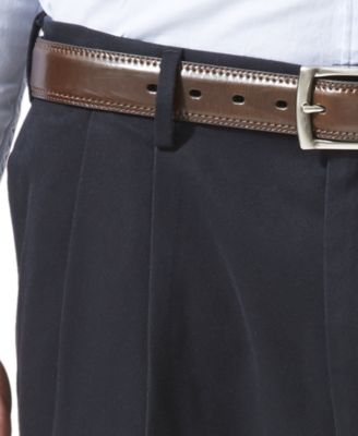 Men's Comfort Relaxed Pleated Cuffed Fit Khaki Stretch Pants