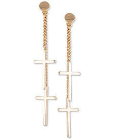Chain & Cross Front-and-Back Earrings