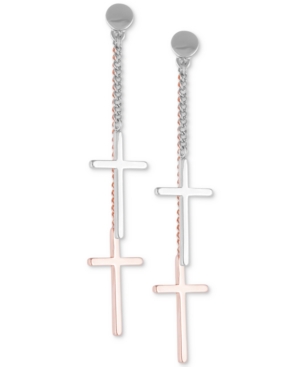 image of Guess Chain & Cross Front-and-Back Earrings
