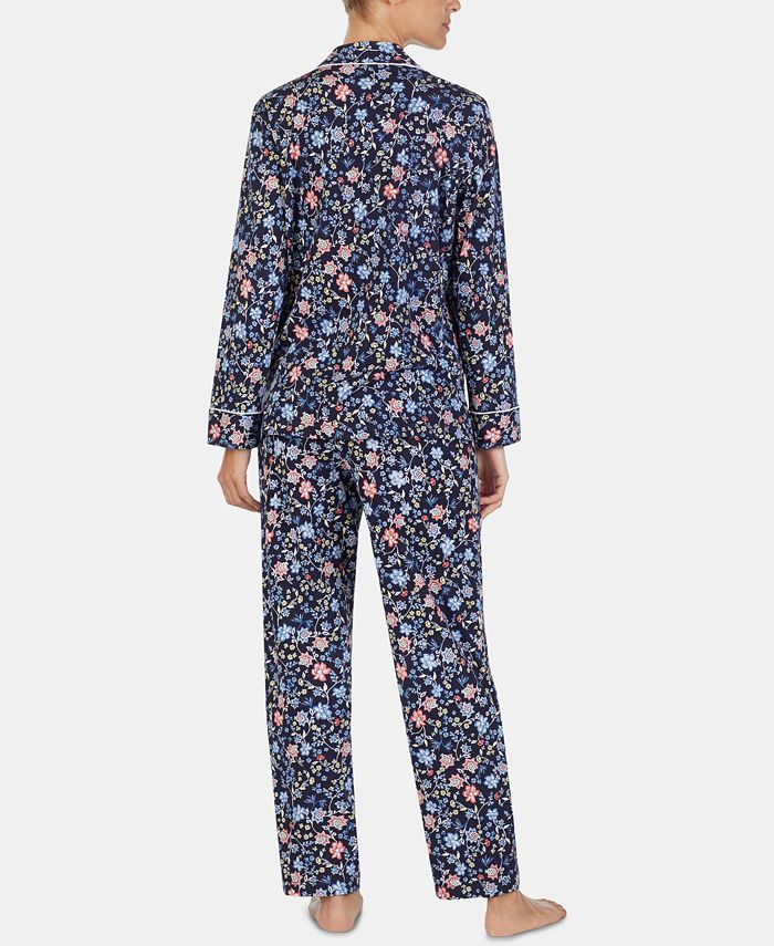 Lauren Ralph Lauren Petite Printed Cotton Notch Collar Pajama Set - Macy's