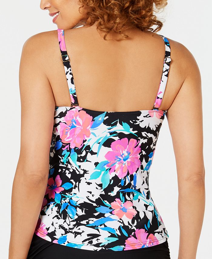 Island Escape Swim Society Printed Tahiti Ruffled Tankini Top, Created