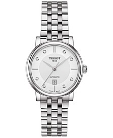 Women's Swiss Automatic T-Classic Carson Diamond-Accent Stainless Steel Bracelet Watch 30mm
