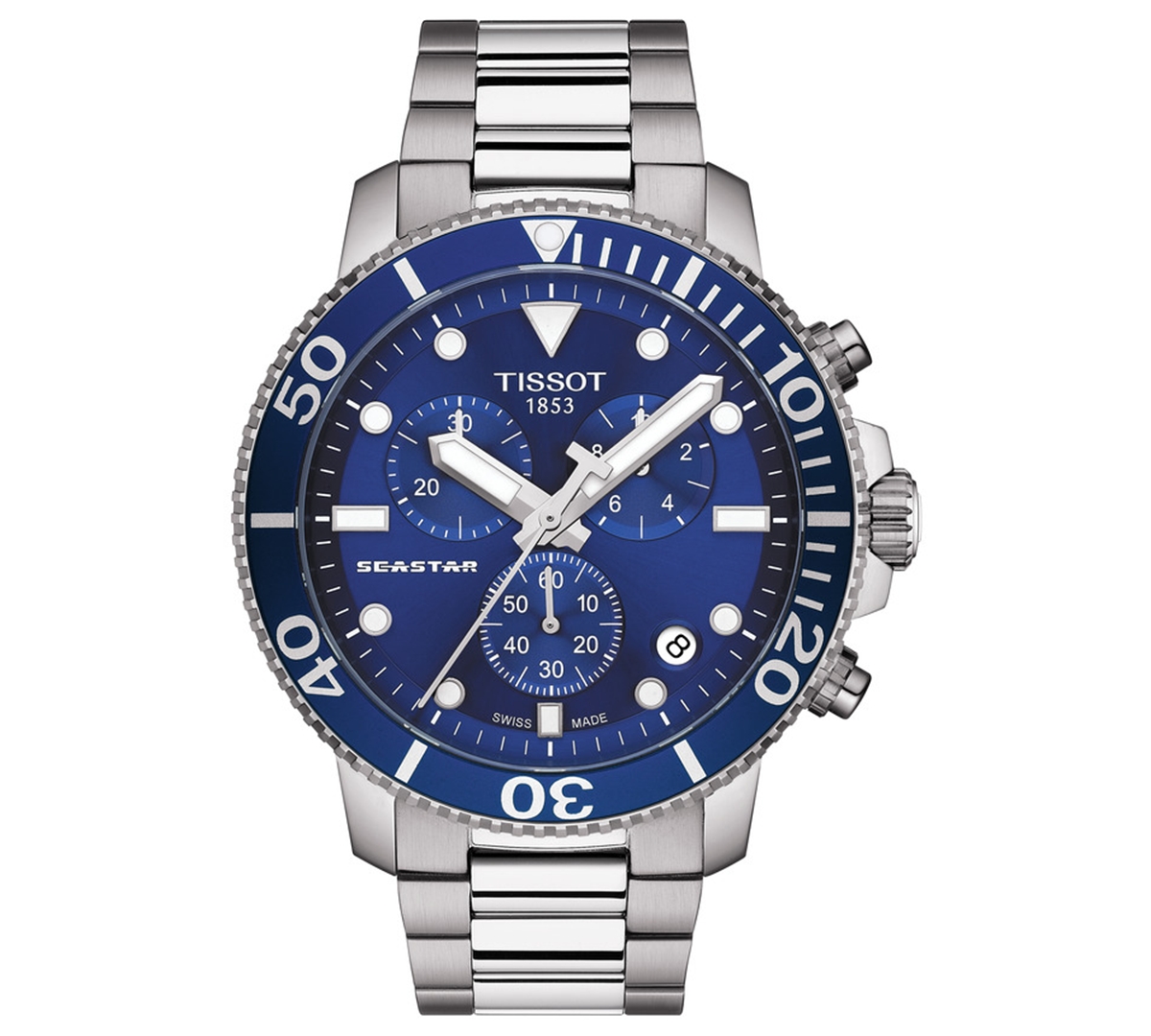 Men's Swiss Chronograph Seastar 1000 Stainless Steel Bracelet Diver Watch 45.5mm