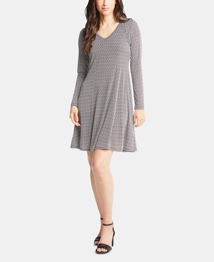 Karen Kane Basketweave Long-Sleeve Dress - Macy's