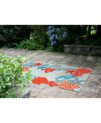 Ravella 2256 Ocean Scene Blue 3'6" x 5'6" Indoor/Outdoor Area Rug