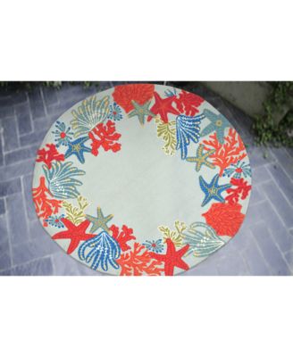 Ravella 2256 Ocean Scene Blue 3'6" x 5'6" Indoor/Outdoor Area Rug