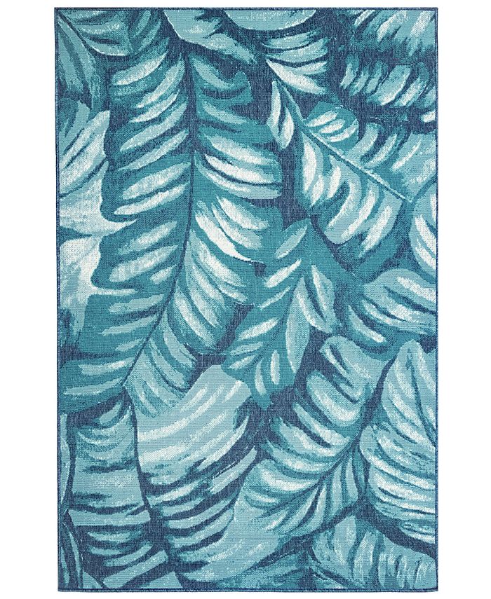 Liora Manne' Riviera 7650 Palm Teal 7'10" x 9'10" Indoor/Outdoor Area
