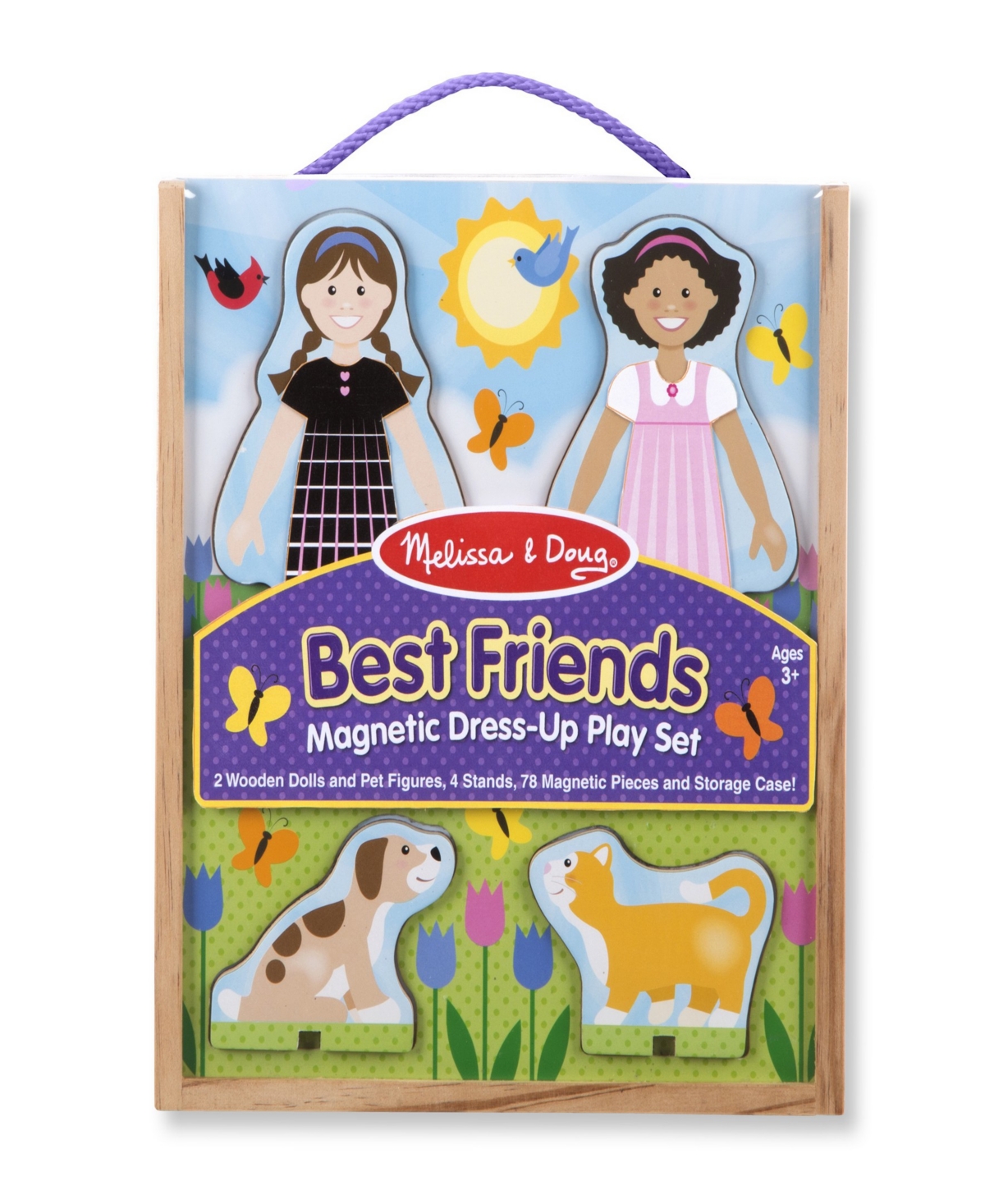 Melissa & Doug Best Friends Magnetic Dress-up Wooden Dolls Pretend Play Set (78 Pcs) In Multi